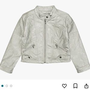 Mayoral Girls Silver Metallic Faux Leather Jacket, size 4